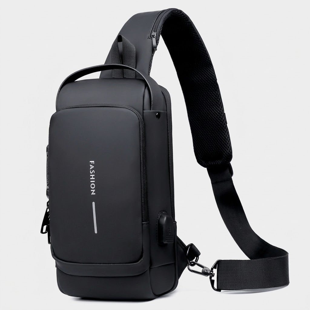 Sling Bag mit USB-Ladeanschluss aus Oxford-Gewebe