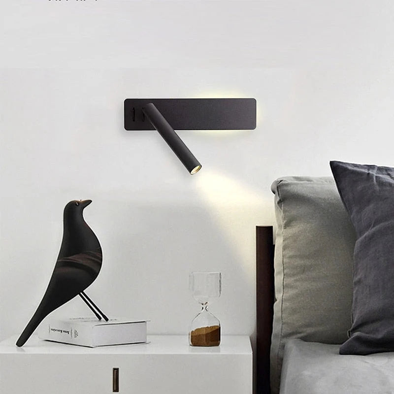 LED-Lesewandleuchte mit schwenkbarem Spot und Ambientelicht, Metall, 2 Schalter