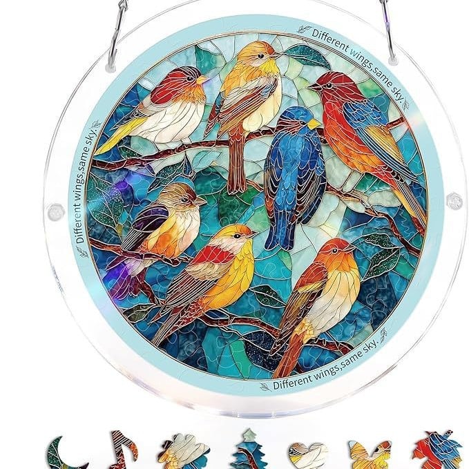 Acryl Puzzle-Fensterbild mit Lebensbaum-Motiv