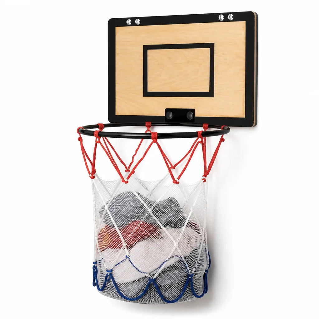 Wäschekorb im Basketball-Design, atmungsaktiver Netzkorb zum Aufhängen