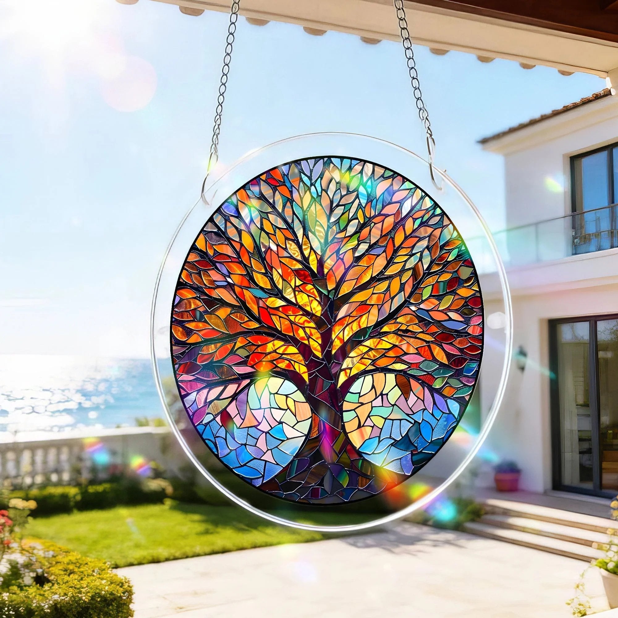 Acryl Puzzle-Fensterbild mit Lebensbaum-Motiv