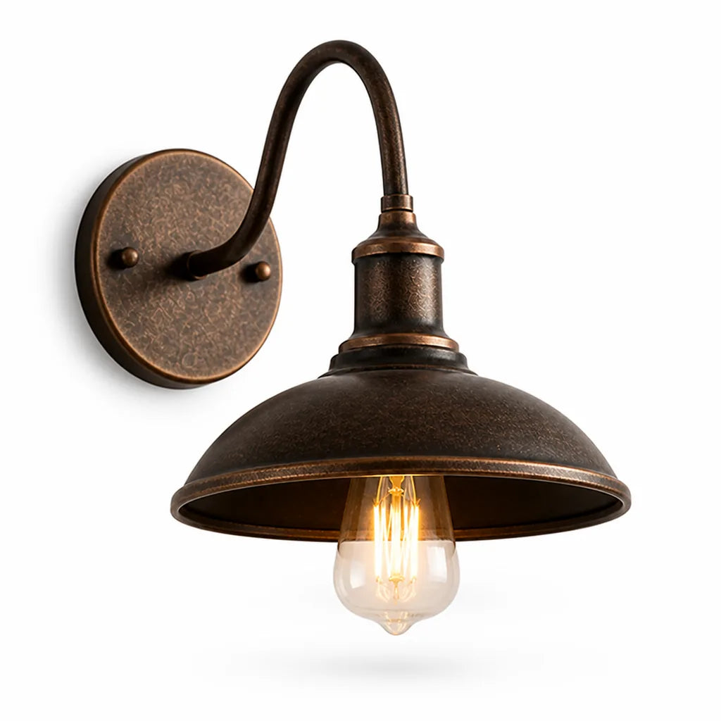 Außenwandleuchte im Vintage-Stil, wetterfest IP65, Metallgehäuse mit E27-Fassung, 26 cm