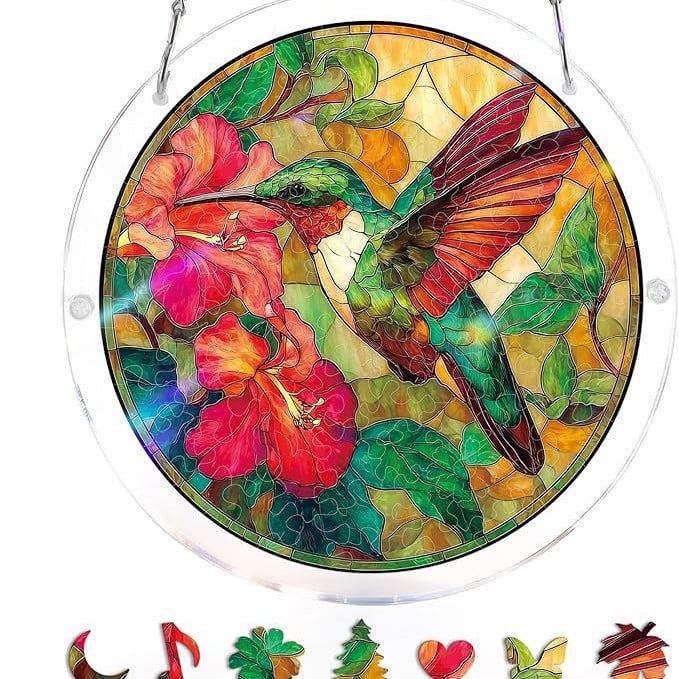 Acryl Puzzle-Fensterbild mit Lebensbaum-Motiv