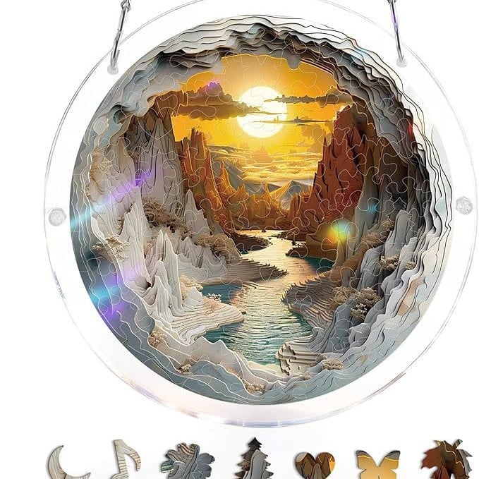 Acryl Puzzle-Fensterbild mit Lebensbaum-Motiv