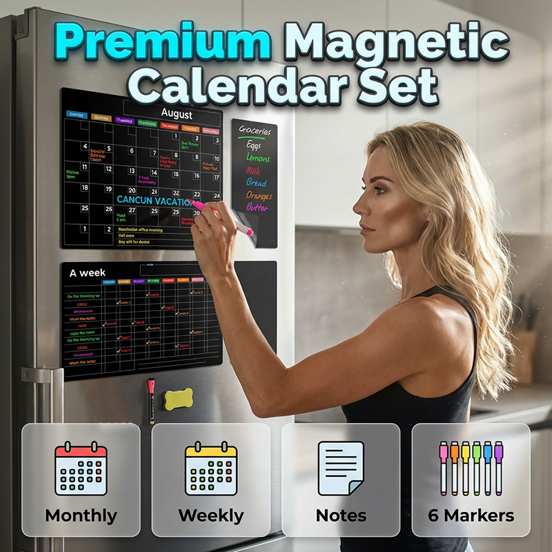 Magnetisches Kalender-Set für Kühlschrank mit Monats- und Wochenplaner