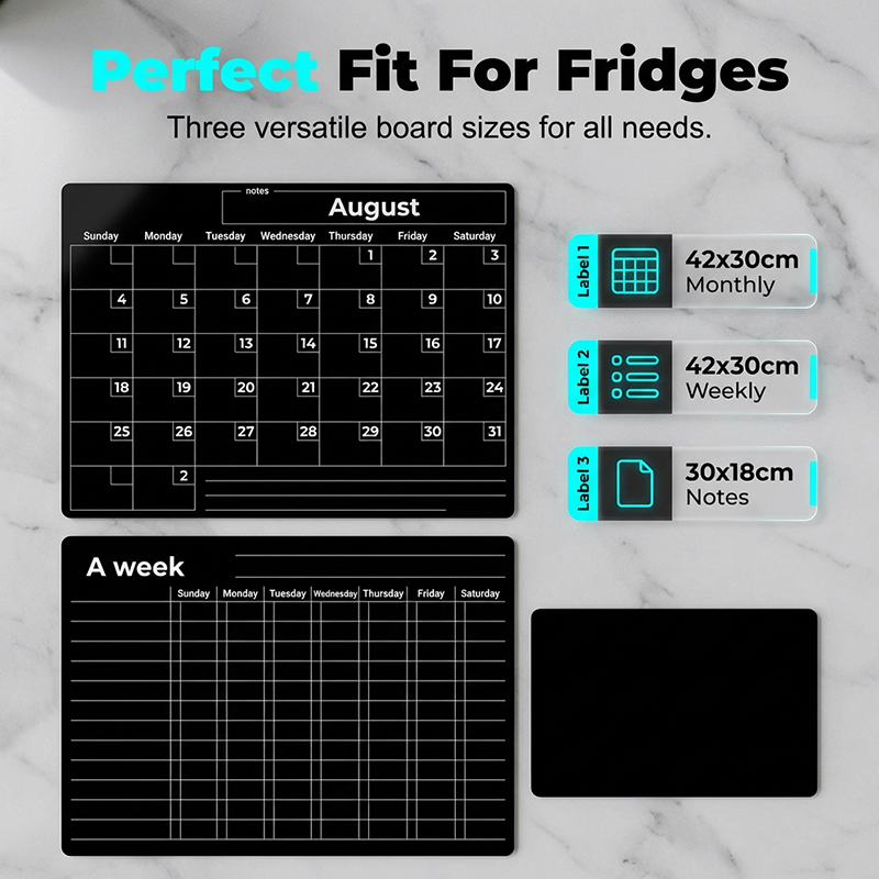 Magnetisches Kalender-Set für Kühlschrank – 3 Boards mit Markern