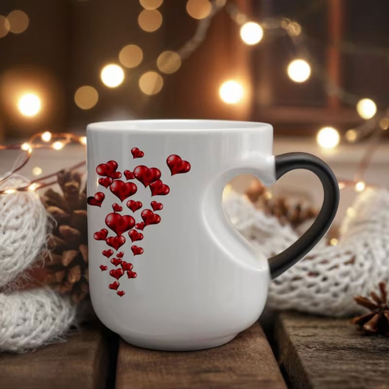 Wärmeaktivierte Herz-Tasse mit Farbwechsel – 400 ml