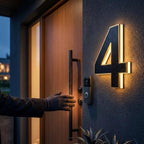 Solar-Hausnummernschild mit LED-Beleuchtung