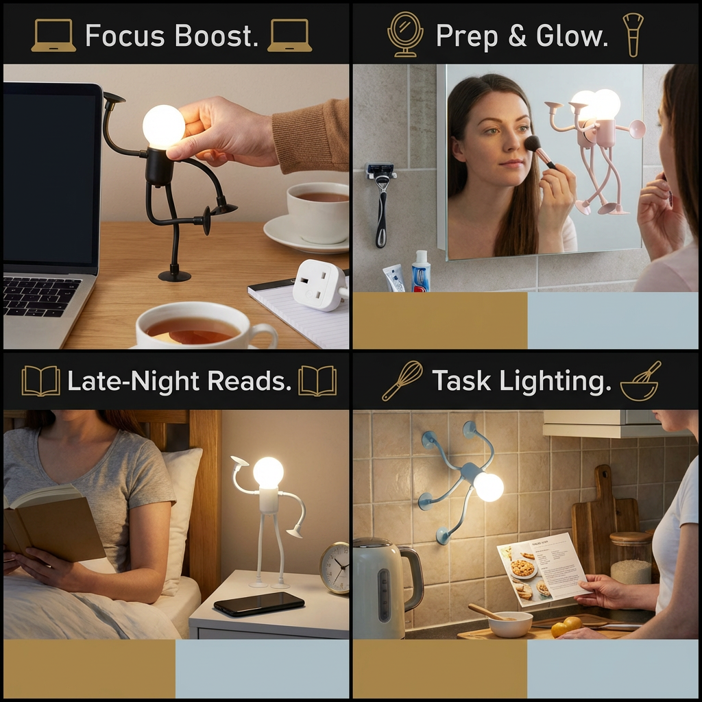 Flexible LED-Leuchte mit Saugnapf – 4 Farben