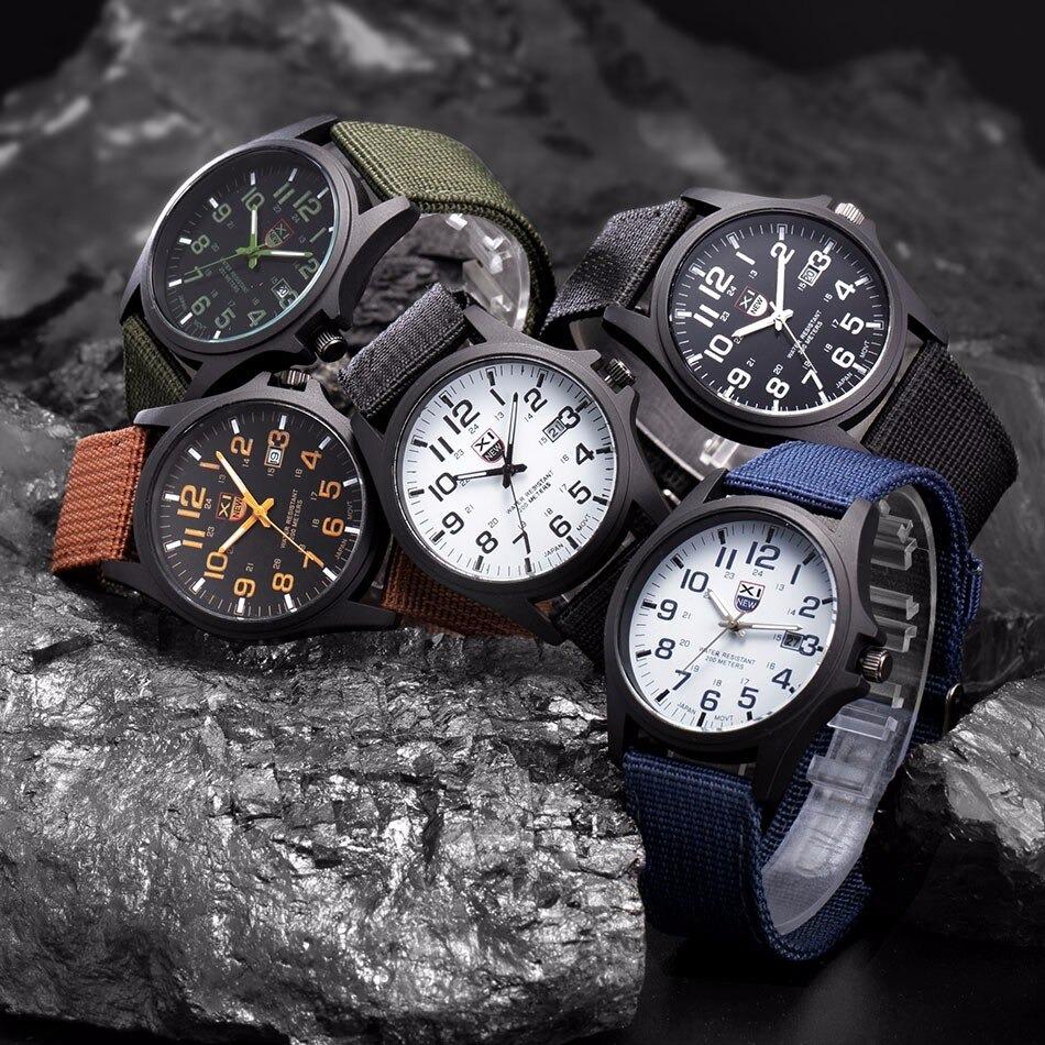 Taktische Herrenuhr mit Edelstahlgehäuse und LED-Beleuchtung
