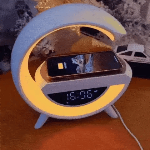 LED-Weckerlampe mit Bluetooth-Lautsprecher und kabellosem Laden