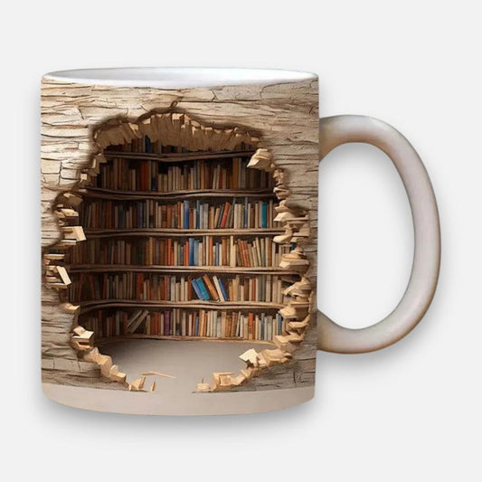 3D Bücherregal Tasse | Kreativ | Geschenkbereit zum Verschenken | Keramik