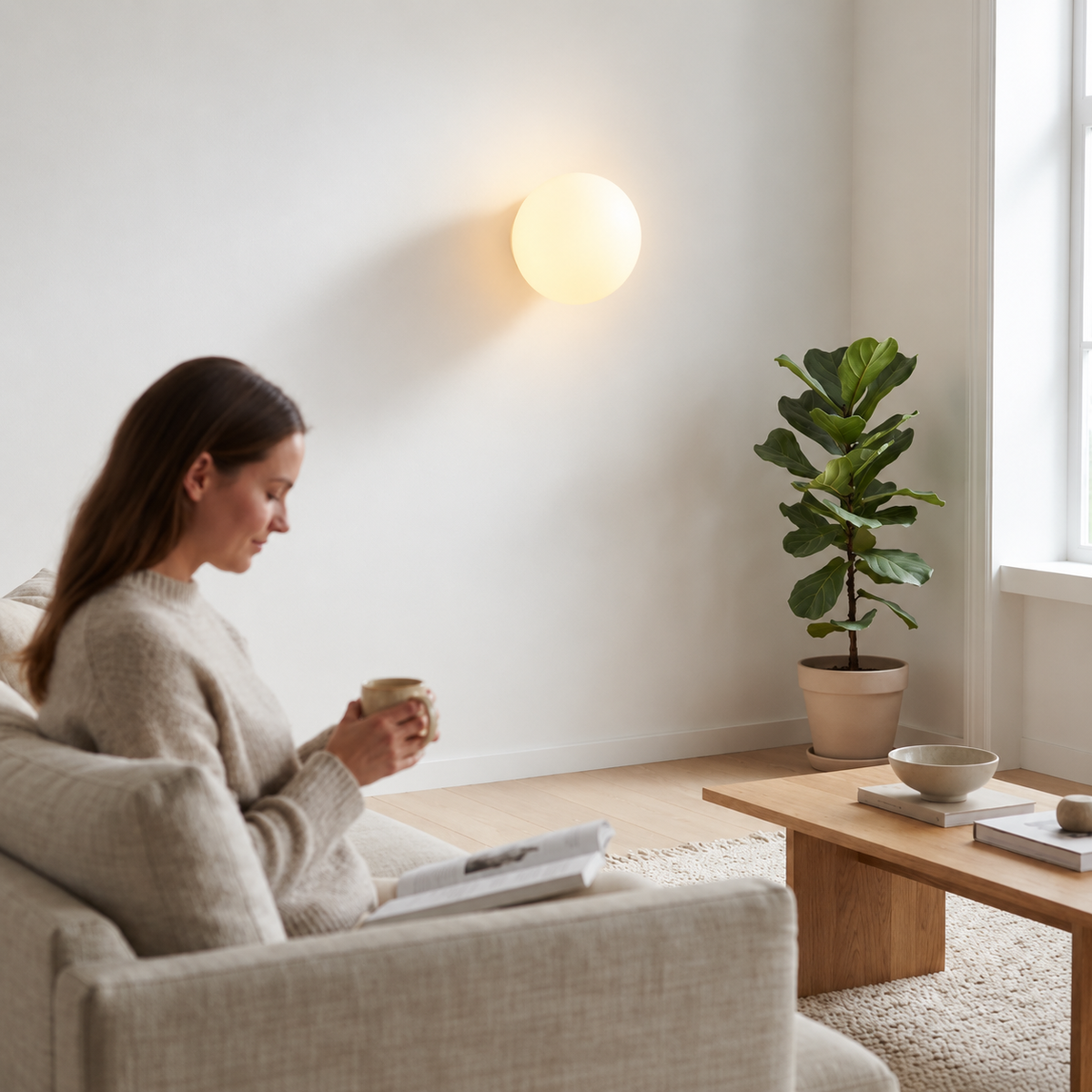 Glas-Wandleuchte rund mit G9-Fassung