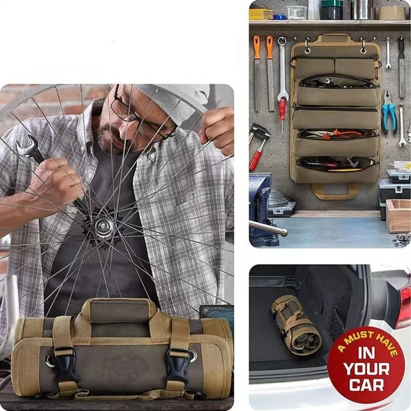 Werkzeugrollentasche mit 6 Fächern und abnehmbaren Taschen