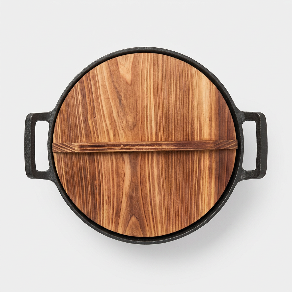 Cast Iron Wok with Wooden Lid