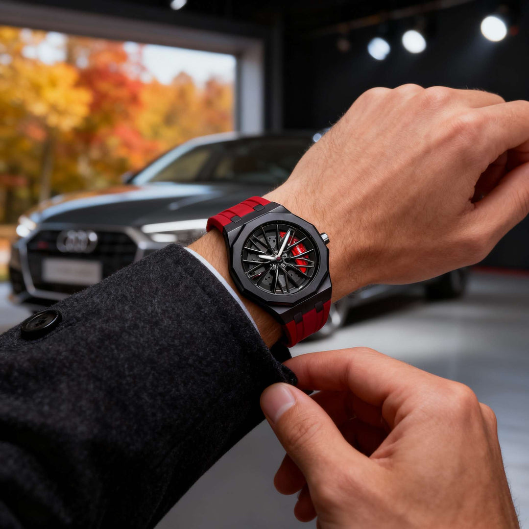 Sportuhr mit Automobildesign – Silikonarmband