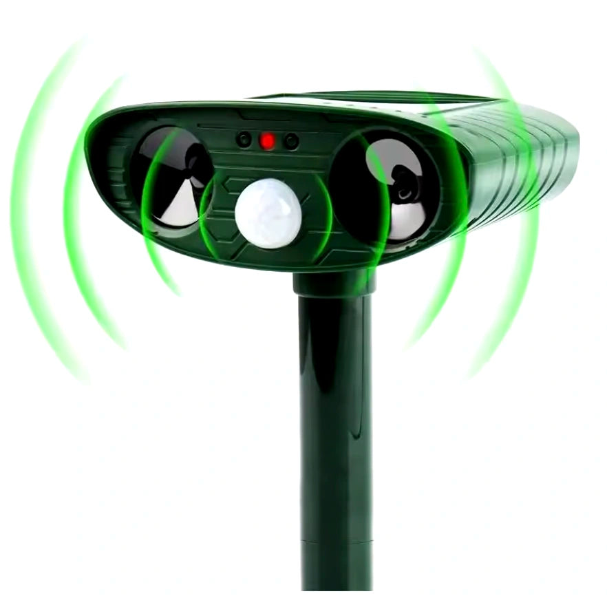 Solar-Tierabwehr mit Ultraschall und Lichtblitz