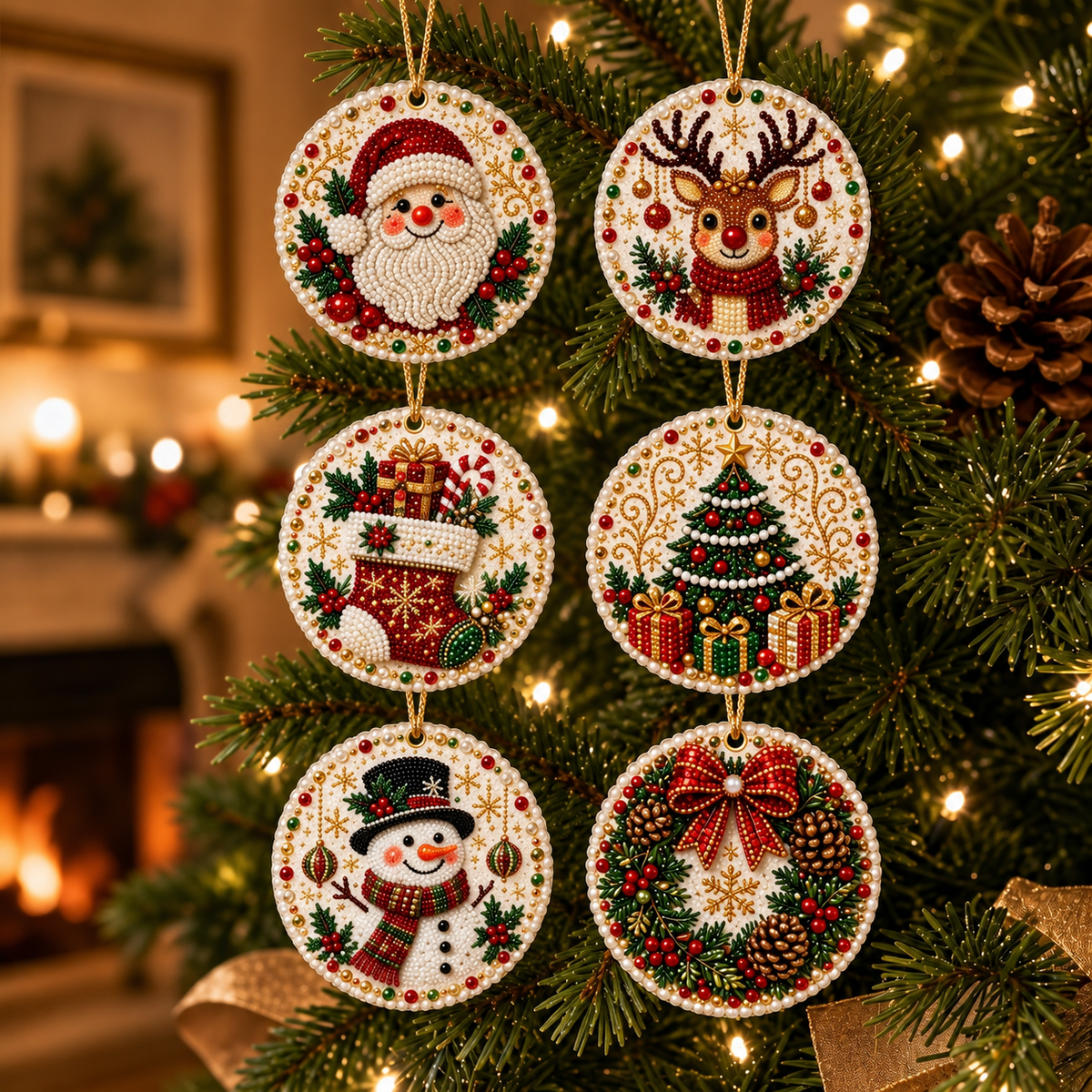 Diamond Painting Weihnachtsanhänger Set – 6-teilig