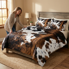 Bettdecken-Set Kuhflecken-Muster Polyester