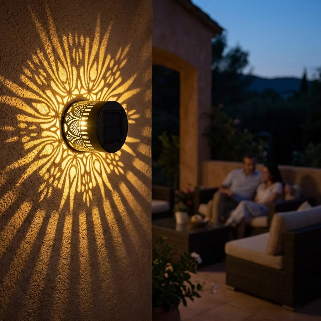 Solar-Wandleuchte Mandala-Design aus Eisen