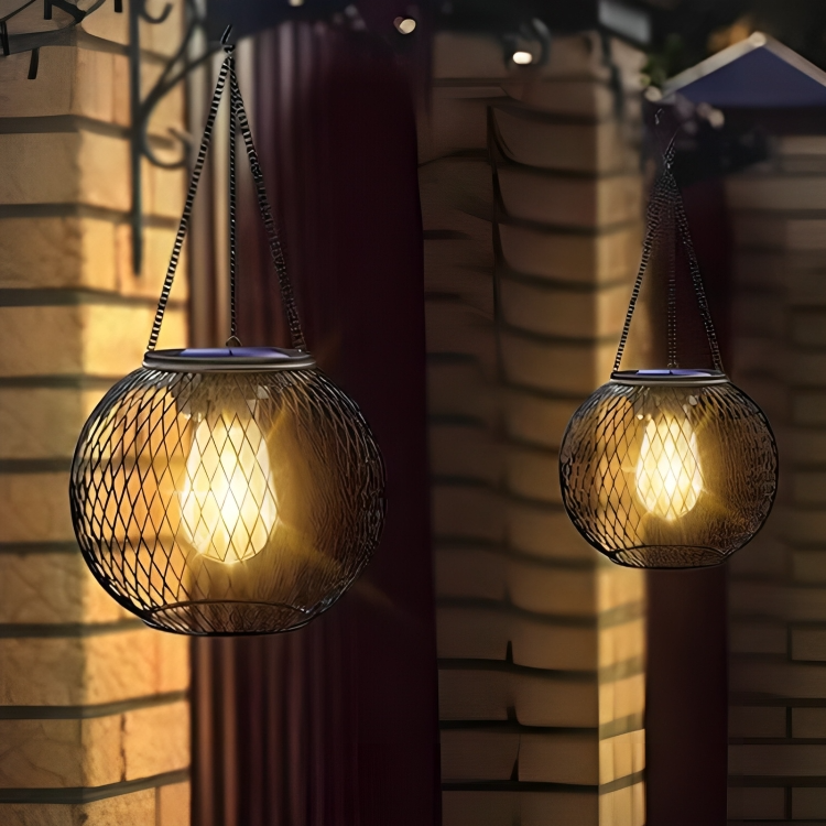 Solar-Gartenlaterne mit Metallgitter – Warmweiss, 36h Leuchtdauer