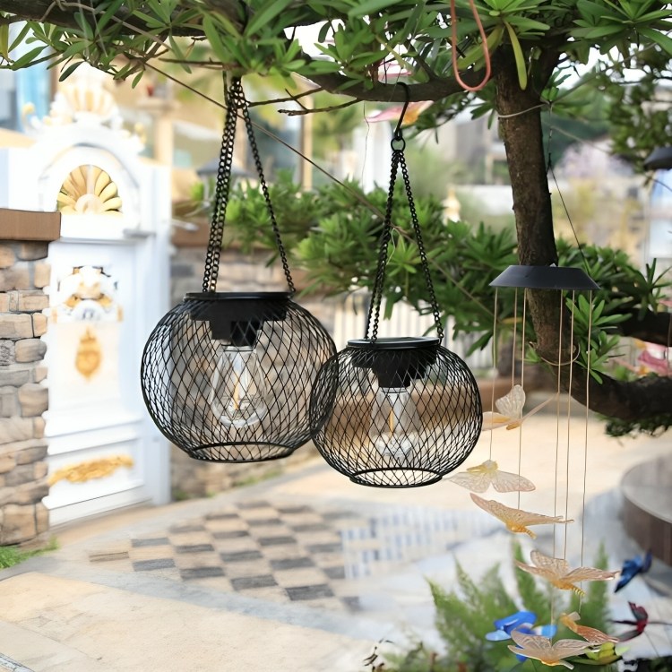 Solar-Gartenlaterne mit Metallgitter – Warmweiss, 36h Leuchtdauer