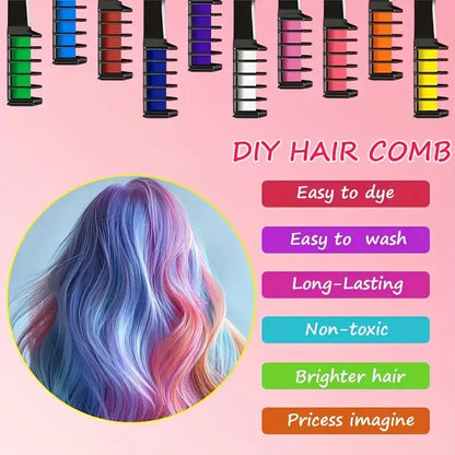 Haar-Farbkämme 10er Set | Leuchtende Farben, sanft & vielseitig