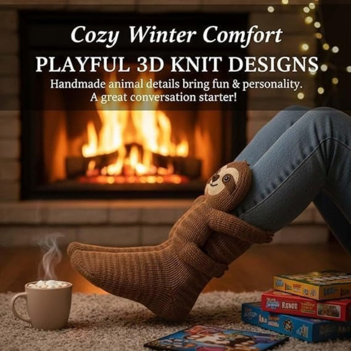 Tier-Umarmungs-Socken | Handgefertigt, weiche Baumwolle