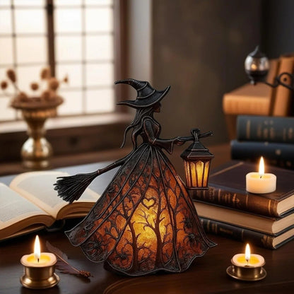 Halloween-Hexenlampe | Stimmungsvolles LED-Licht aus Harz