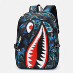 Kinder-Rucksack mit Hai-Motiv und USB-Anschluss