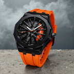 Sportuhr mit Automobildesign – Silikonarmband
