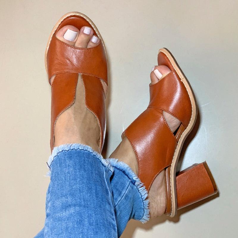 Ledersandalen mit Absatz und Komfortfussbett