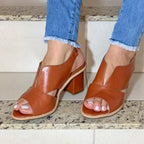 Ledersandalen mit Absatz und Komfortfussbett