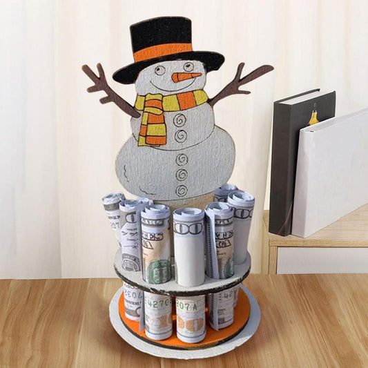 Schneemann Geldhalter | Massivholz, festliche Weihnachtsdeko