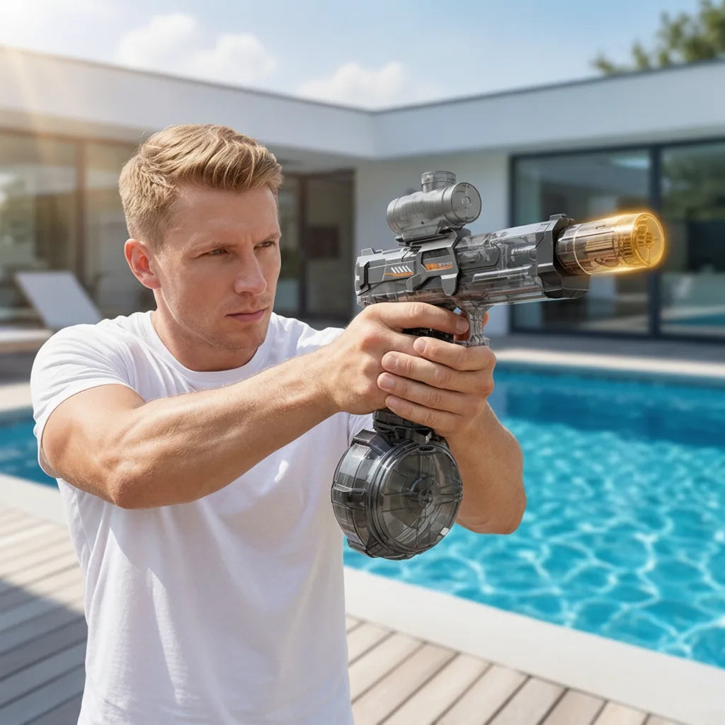Elektrische Wasserpistole mit Trommelmagazin und Schnellfeuer