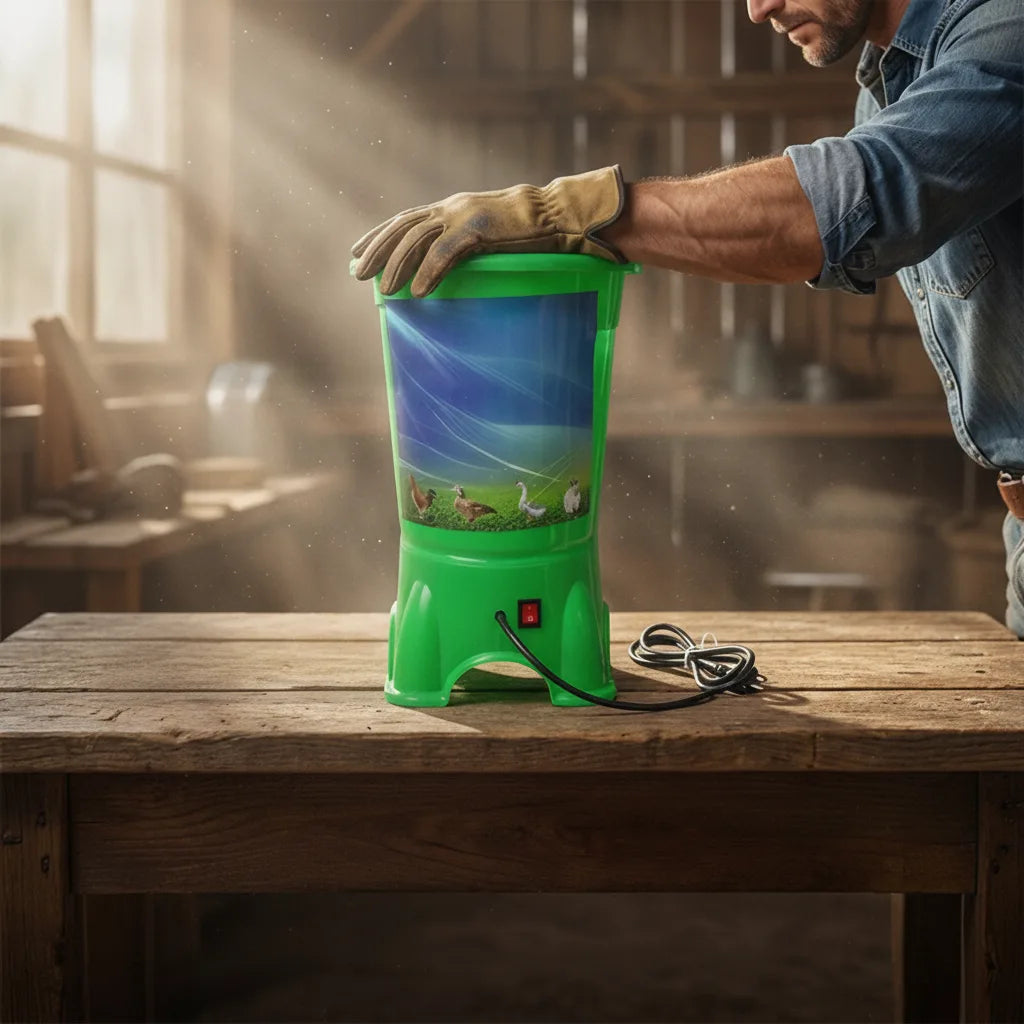 Elektrische Futtermühle für Geflügel – Körner & Grünfutter