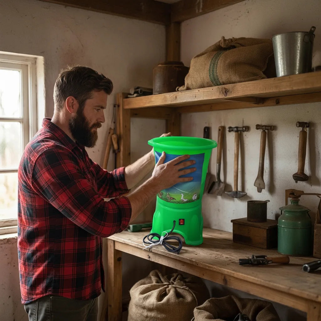 Elektrische Futtermühle für Geflügel – Körner & Grünfutter