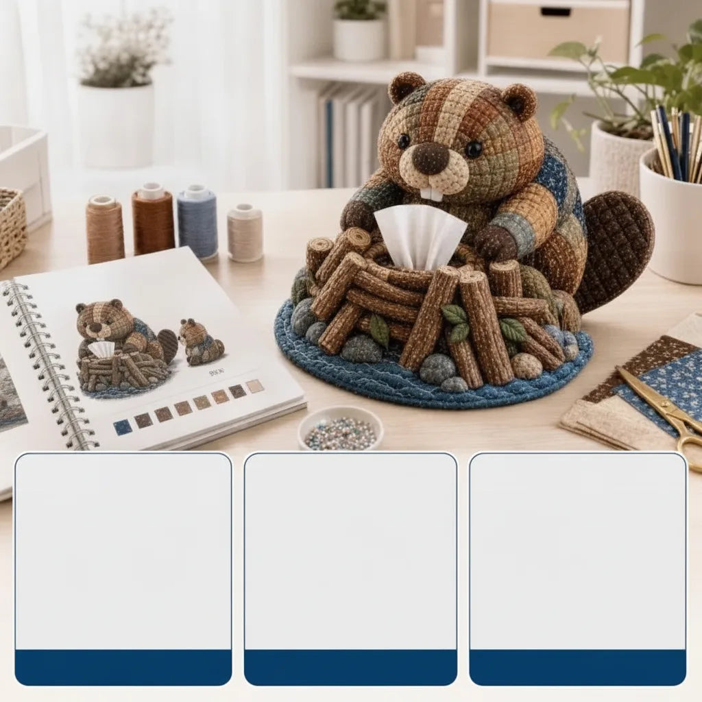 DIY Tierfigur Taschentuchbox Bastelset mit Patchwork-Design