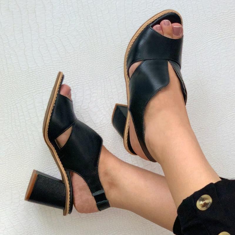 Ledersandalen mit Absatz und Komfortfussbett