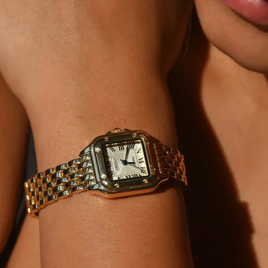 Vintage Luxe Armbanduhr mit Edelstahlgehäuse