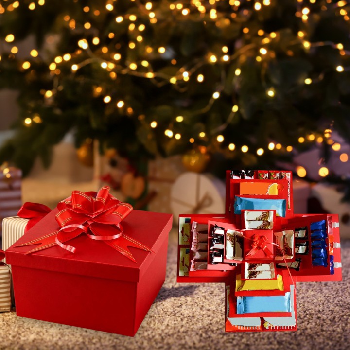 Geschenk-Explosionsbox – Kreative Geschenkbox mit Fächern für Fotos & Süßigkeiten