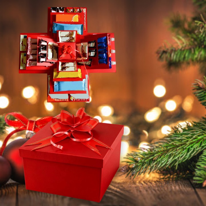 Geschenk-Explosionsbox – Kreative Geschenkbox mit Fächern für Fotos & Süßigkeiten