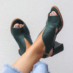 Ledersandalen mit Absatz und Komfortfussbett