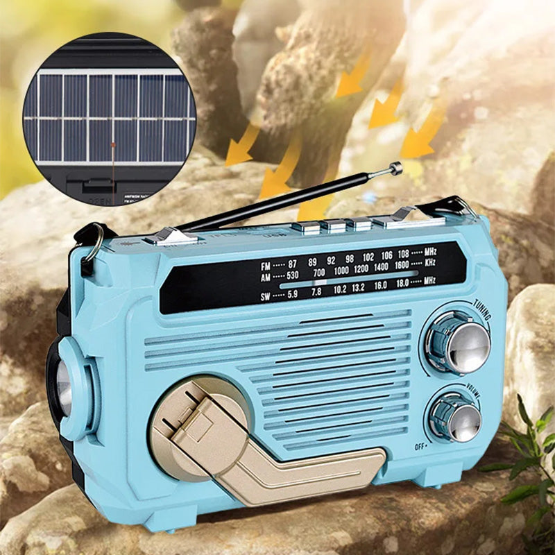 Tragbares Radio mit Handkurbel, Solar und Bluetooth