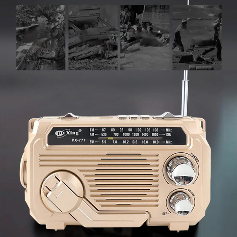 Tragbares Radio mit Handkurbel, Solar und Bluetooth