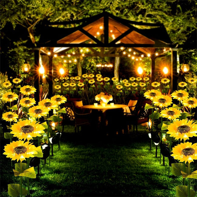 Solar-Sonnenblumen-Gartenleuchte mit warmweissem LED-Licht