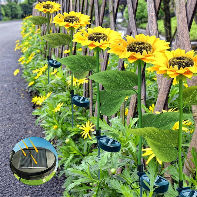 Solar-Sonnenblumen-Gartenleuchte mit warmweissem LED-Licht