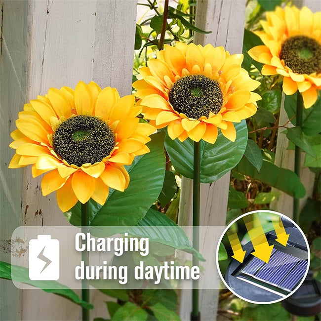 Solar-Sonnenblumen-Gartenleuchte mit warmweissem LED-Licht
