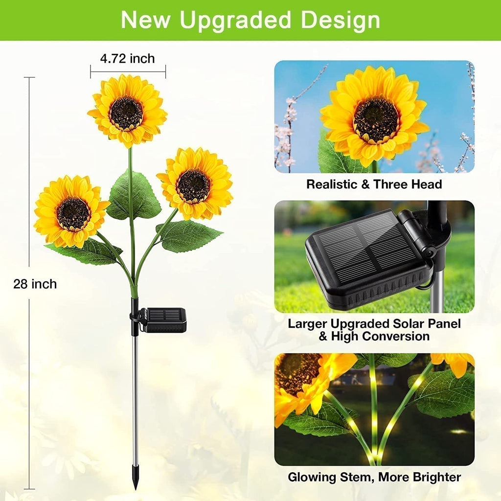 Solar-Sonnenblumen-Gartenleuchte mit warmweissem LED-Licht