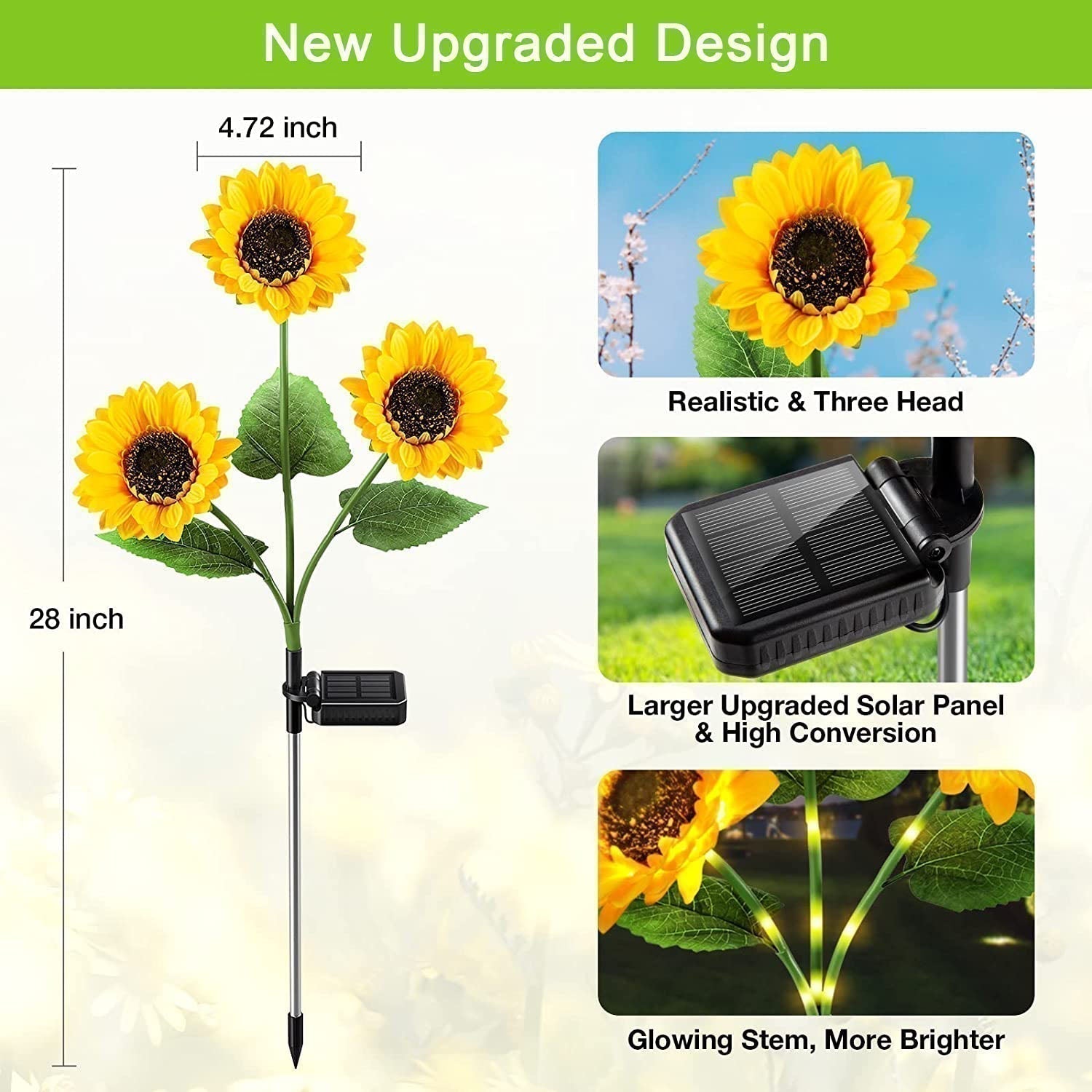 Solar-Sonnenblumen-Gartenleuchte mit warmweissem LED-Licht